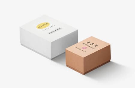 Изображение двух коробок белого и коричневого цвета